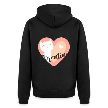 Florentina Nom Prénom Chaton - Veste à capuche bio Premium Unisexe - noir - Dos - Nico (187cm)