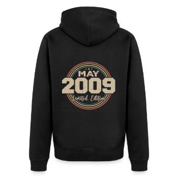 Mai 2009 Vintage Nées En Mai 2009 Anniversaire - Veste à capuche bio Premium Unisexe - noir - Dos - Nico (187cm)