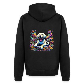 Labrador Harmonica Symphony - Unisex Premium Organic Zip Hoodie - black - Back - Nico (187cm)