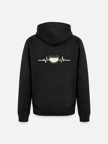 Agender Heartbeat Agender Pride - Unisex Premium Organic Zip Hoodie - black
