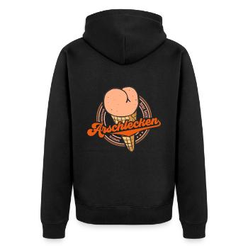 Arschlecken (Neue-Eis-Sorte-Edition) - Unisex Premium Bio Zip Hoodie - Schwarz - Hinten - Nico (187cm)