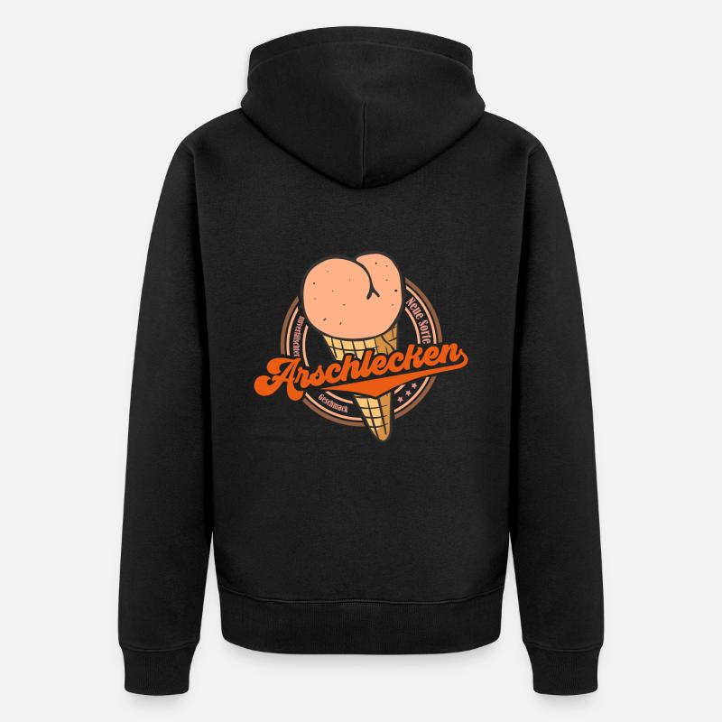 Arschlecken (Neue-Eis-Sorte-Edition) - Unisex Premium Bio Zip Hoodie - Schwarz