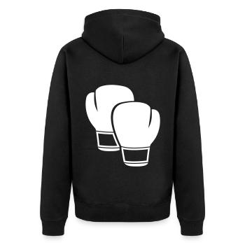 Boxing - Unisex Premium Organic Zip Hoodie - black - Back - Nico (187cm)