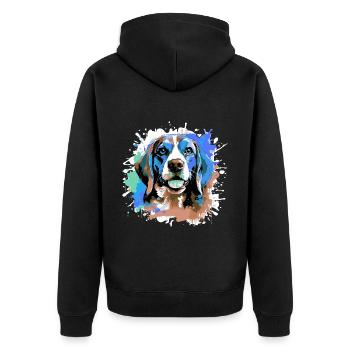 Beagle Dog Head Portrait Colorful - Unisex Premium Organic Zip Hoodie - black - Back - Nico (187cm)