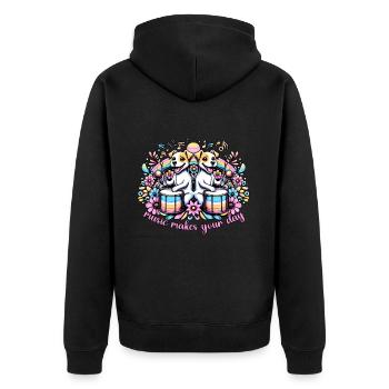 Music Makes Your Day - Unisex Premium Bio Zip Hoodie - Schwarz - Hinten - Nico (187cm)