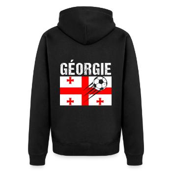 Georgia Flag Georgian Football Gift - Unisex Premium Organic Zip Hoodie - black - Back - Nico (187cm)