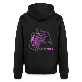 Australien (Alien-Edition) - Unisex Premium Bio Zip Hoodie - Schwarz - Hinten - Nico (187cm)