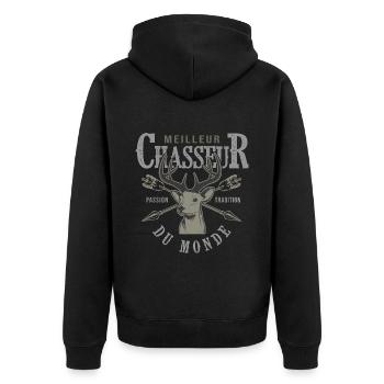 meilleur chasseur du monde cadeau papa chasse - Veste à capuche bio Premium Unisexe - noir - Dos - Nico (187cm)
