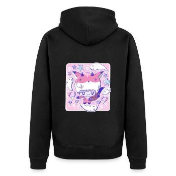 Cute zombie Devil Fox bubble head cutie - Unisex Premium Organic Zip Hoodie - black - Back - Nico (187cm)