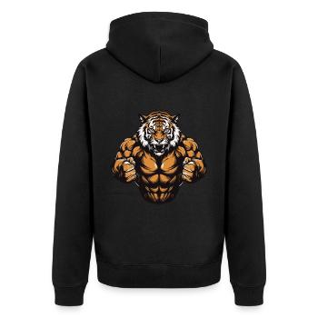 Tiger Muscles MMA Fighter Beast - Unisex Premium Organic Zip Hoodie - black - Back - Nico (187cm)