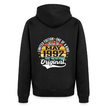 May 1992 Birthday Gift Born In May 1992 - Unisex Premium Organic Zip Hoodie - black - Back - Nico (187cm)