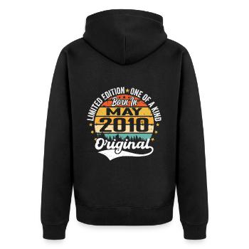 May 2010 Birthday Gift Born In May 2010 - Unisex Premium Organic Zip Hoodie - black - Back - Nico (187cm)