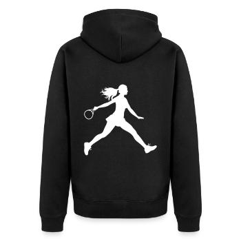 Tennis Spielerin Silhouette - Unisex Premium Bio Zip Hoodie - Schwarz - Hinten - Nico (187cm)