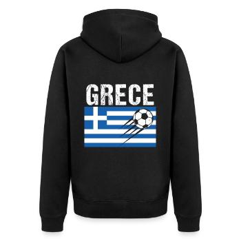 Greece Flag Greek Football Gift - Unisex Premium Organic Zip Hoodie - black - Back - Nico (187cm)