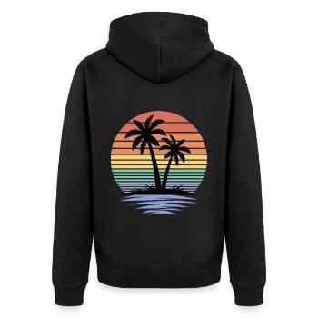 Tropical Island Palm Trees Beach Sommerurlaub - Unisex Premium Bio Zip Hoodie - Schwarz - Hinten - Nico (187cm)