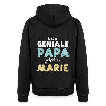 Dieser Geniale Papa Gehört Zu Marie - Unisex Premium Bio Zip Hoodie - Schwarz - Hinten - Nico (187cm)