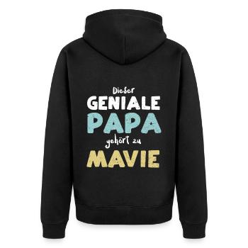 Dieser Geniale Papa Gehört Zu Mavie - Unisex Premium Bio Zip Hoodie - Schwarz - Hinten - Nico (187cm)