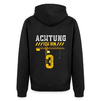 Achtung Ich Bin 3 - Unisex Premium Bio Zip Hoodie - Schwarz - Hinten - Nico (187cm)
