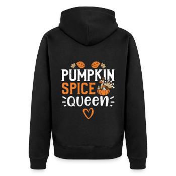 Pumpkin Spice Queen - Thanksgiving - Unisex Premium Bio Zip Hoodie - Schwarz - Hinten - Nico (187cm)