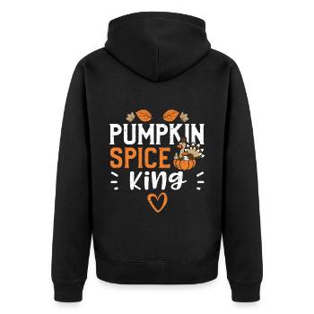 Pumpkin Spice King - Thanksgiving - Unisex Premium Bio Zip Hoodie - Schwarz - Hinten - Nico (187cm)