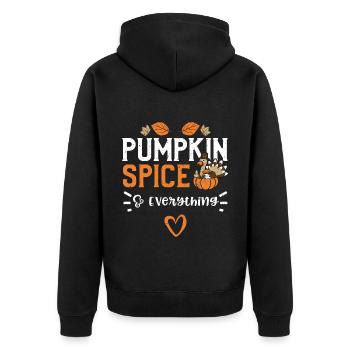 Pumpkin Spice & Everything - Unisex Premium Bio Zip Hoodie - Schwarz - Hinten - Nico (187cm)