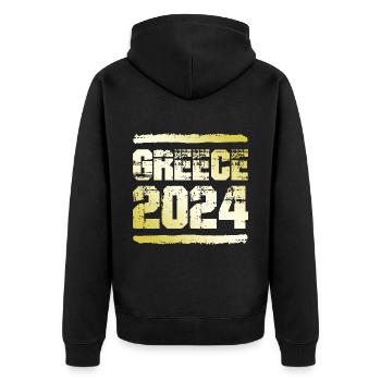 Grèce 2024 Or - Veste à capuche bio Premium Unisexe - noir - Dos - Nico (187cm)