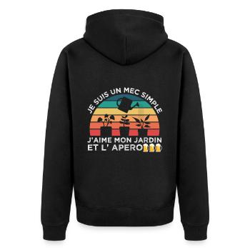 Jardin et apéro humour jardinier cadeau vintage - Veste à capuche bio Premium Unisexe - noir - Dos - Nico (187cm)