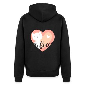 Rebecca Nom Prénom Chaton - Veste à capuche bio Premium Unisexe - noir - Dos - Nico (187cm)