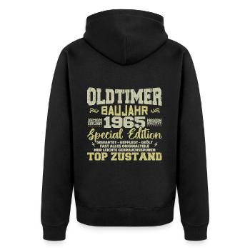 Vintage 1965 Born Retro Birthday Vintage - Unisex Premium Organic Zip Hoodie - black - Back - Nico (187cm)