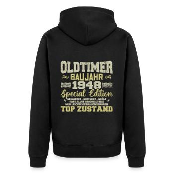 Vintage 1948 né rétro anniversaire Vintage - Veste à capuche bio Premium Unisexe - noir - Dos - Nico (187cm)