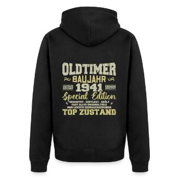 Jahrgang 1941 geboren Retro Geburtstag Vintage - Unisex Premium Bio Zip Hoodie - Schwarz - Hinten - Nico (187cm)
