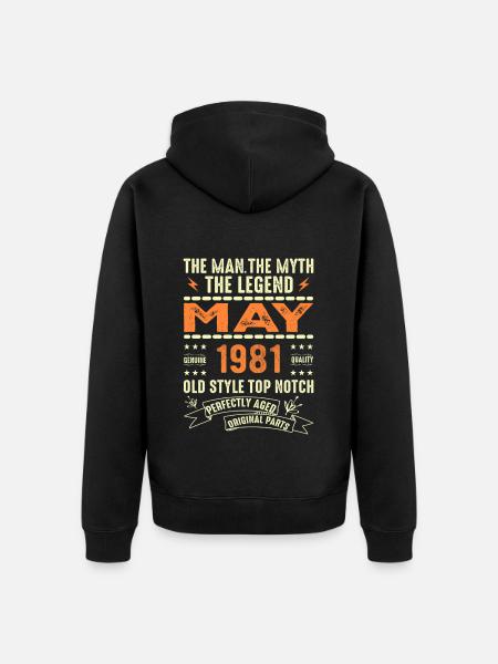 Birthday May 1981 - May 1981 - Unisex Premium Organic Zip Hoodie - black