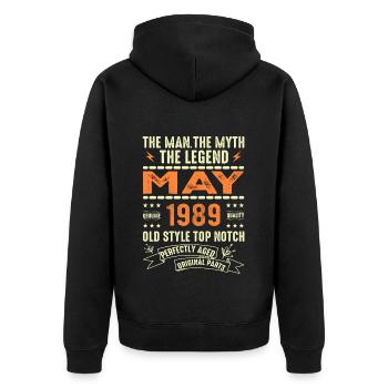 Birthday May 1989 - May 1989 - Unisex Premium Organic Zip Hoodie - black - Back - Nico (187cm)