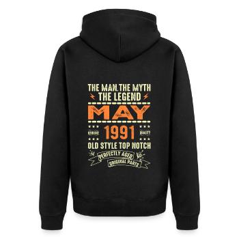Birthday May 1991 - May 1991 - Unisex Premium Organic Zip Hoodie - black - Back - Nico (187cm)