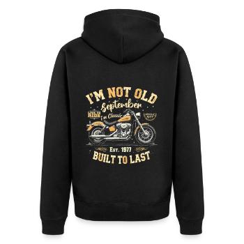 Birthday 1977 Vintage September 1977 Gift - Unisex Premium Organic Zip Hoodie - black - Back - Nico (187cm)
