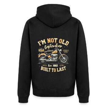 Birthday 1982 Vintage September 1982 Gift - Unisex Premium Organic Zip Hoodie - black - Back - Nico (187cm)