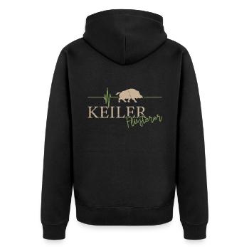 Kardiogramm Keiler Flüsterer Wildschwein Jäger - Unisex Premium Bio Zip Hoodie - Schwarz - Hinten - Nico (187cm)