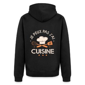 je peux pas j ai cuisine humour chef cuisinier - Veste à capuche bio Premium Unisexe - noir - Dos - Nico (187cm)