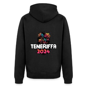Tenerife 2024 Voyage de vacances coloré - Veste à capuche bio Premium Unisexe - noir - Dos - Nico (187cm)