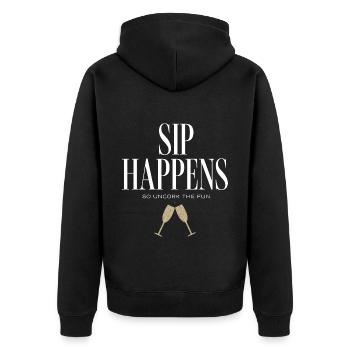 and Prosecco - Sip Happens - Unisex Premium Organic Zip Hoodie - black - Back - Nico (187cm)