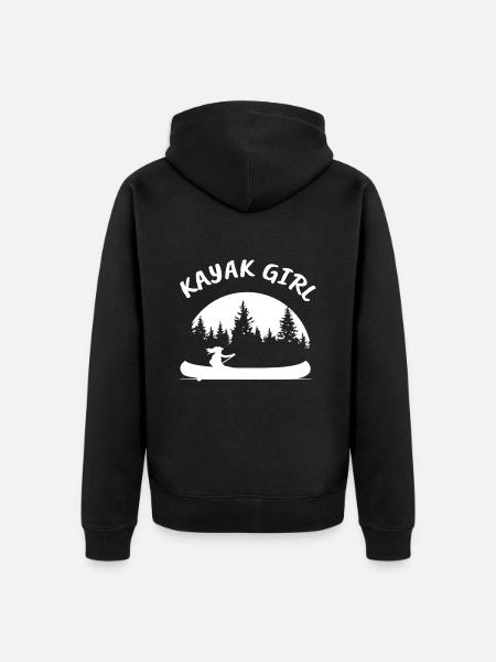Kayaking Kayak Girl - Unisex Premium Organic Zip Hoodie - black