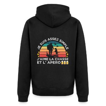 Chasse et apéro humour chasseur cadeau chasse cool - Veste à capuche bio Premium Unisexe - noir - Dos - Nico (187cm)