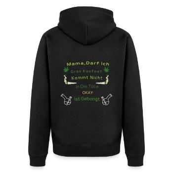 kiffen - Unisex Premium Bio Zip Hoodie - Schwarz - Hinten - Nico (187cm)