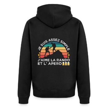 Rando et apéro humour randonneur cadeau vintage - Veste à capuche bio Premium Unisexe - noir - Dos - Nico (187cm)