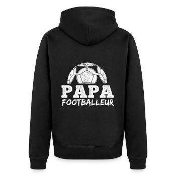 Papa footballeur cadeau football fête des pères - Veste à capuche bio Premium Unisexe - noir - Dos - Nico (187cm)