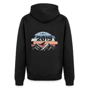 Original 2019 Jahrgang 2019 Geburtstag 2019 - Unisex Premium Bio Zip Hoodie - Schwarz - Hinten - Nico (187cm)
