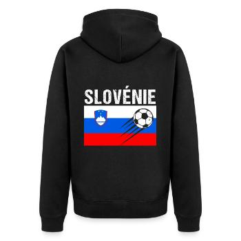 Slovenian Flag Slovenian Football Gift - Unisex Premium Organic Zip Hoodie - black - Back - Nico (187cm)