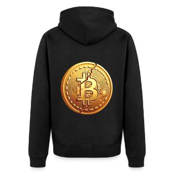 Conception de pièce Bitcoin fissurée - Veste à capuche bio Premium Unisexe - noir - Dos - Nico (187cm)