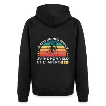 Vélo et apéro humour cycliste cadeau cyclisme - Veste à capuche bio Premium Unisexe - noir - Dos - Nico (187cm)