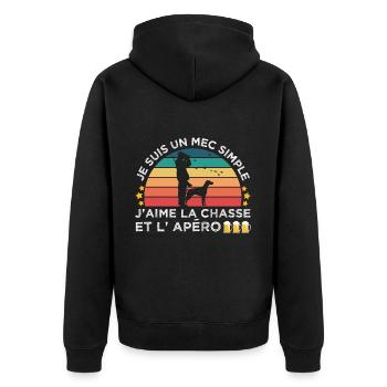 Chasse et apéro humour chasseur cadeau chasse cool - Veste à capuche bio Premium Unisexe - noir - Dos - Nico (187cm)